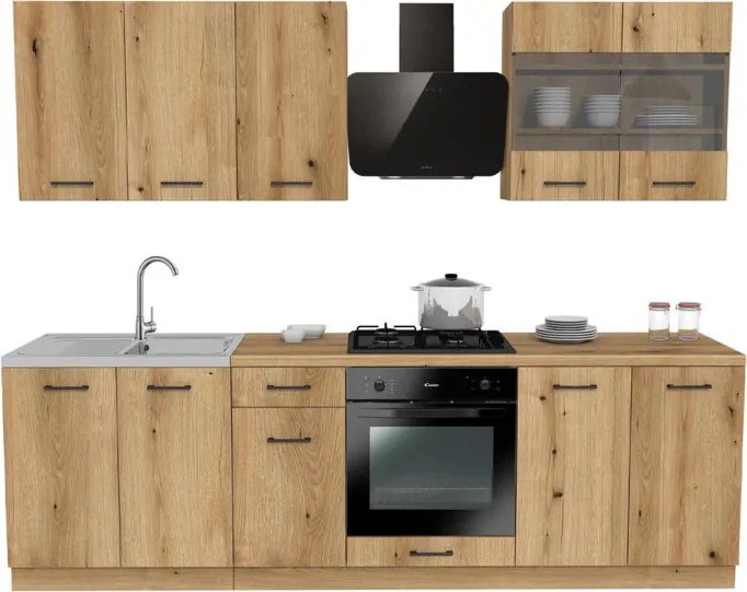 Zestaw Mebli Kuchennych MODERN 260 cm Dąb Evoke Loftowy