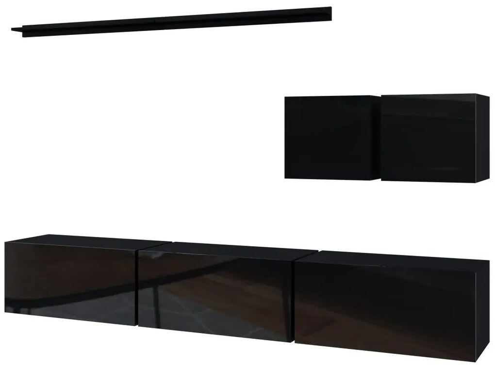 Meblościanka modułowa czarny połysk B1-C77