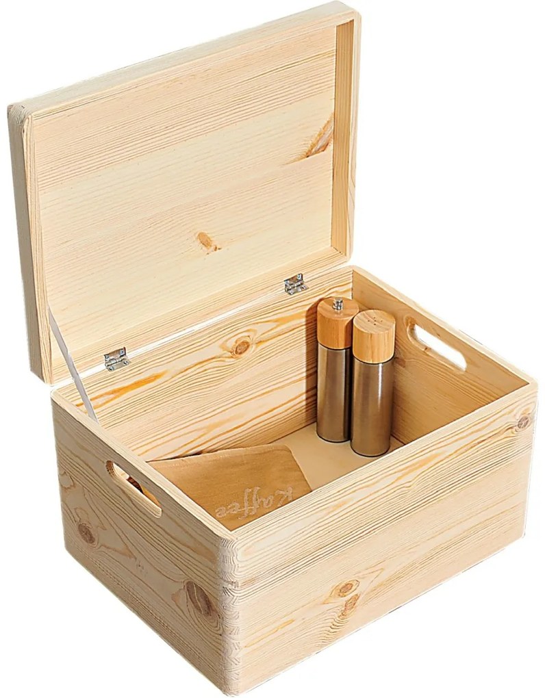 Kesper 69601 Pojemnik z odchylaną pokrywą sosna 39x 29 x 23 cm, L