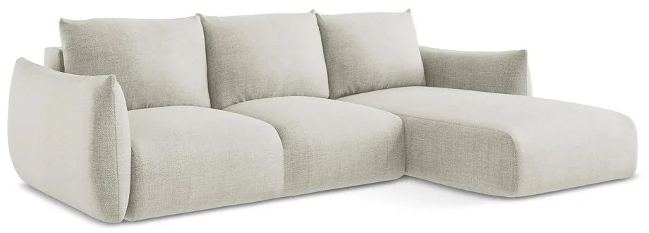 Beżowy rozkładany narożnik (prawostronny/z szezlongiem) Leila – Makamii