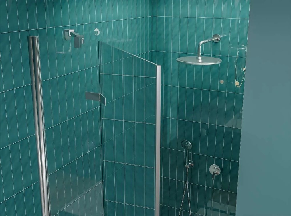 Drzwi prysznicowe uchylne 110 cm, szkło transparentne profile chromowane LAPAZ