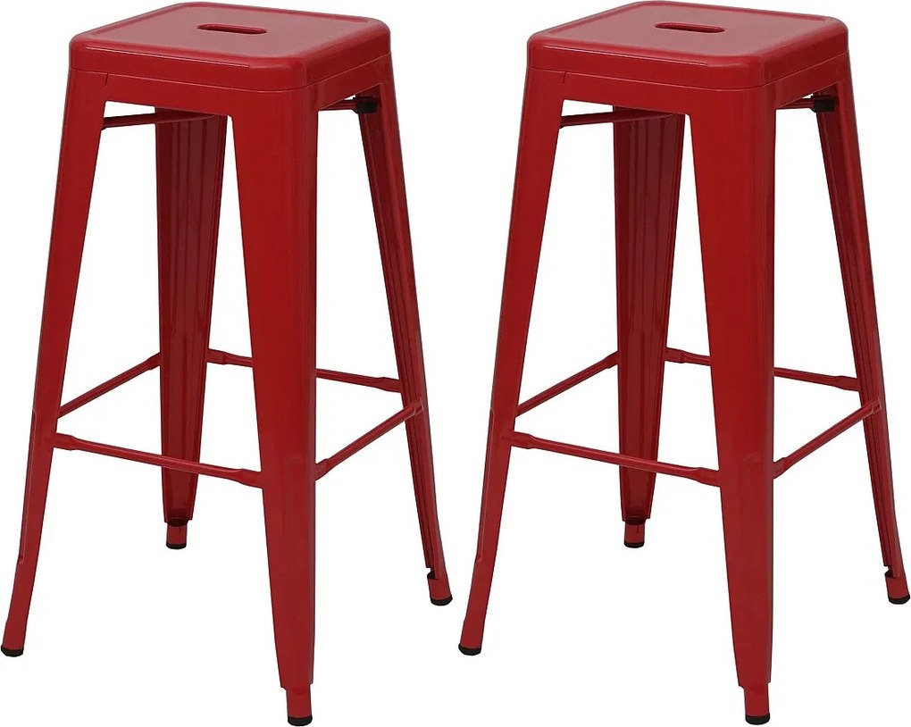 Stołek barowy MCW-A73 (zestaw 2 szt.),  czerwony