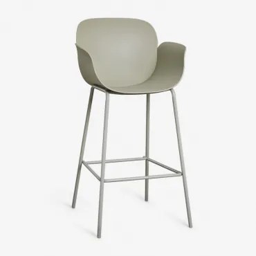 Pack 4 Wysokich Stołków Z Polipropylenu I Stali Lynette Bamboo Green & ↑75 Cm - Sklum