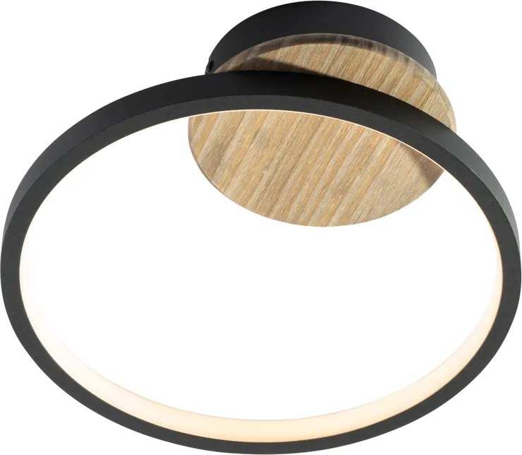 Nowoczesna lampa sufitowa czarna z drewnem z możliwością ściemniania LED 3-stopniowego - Alec
