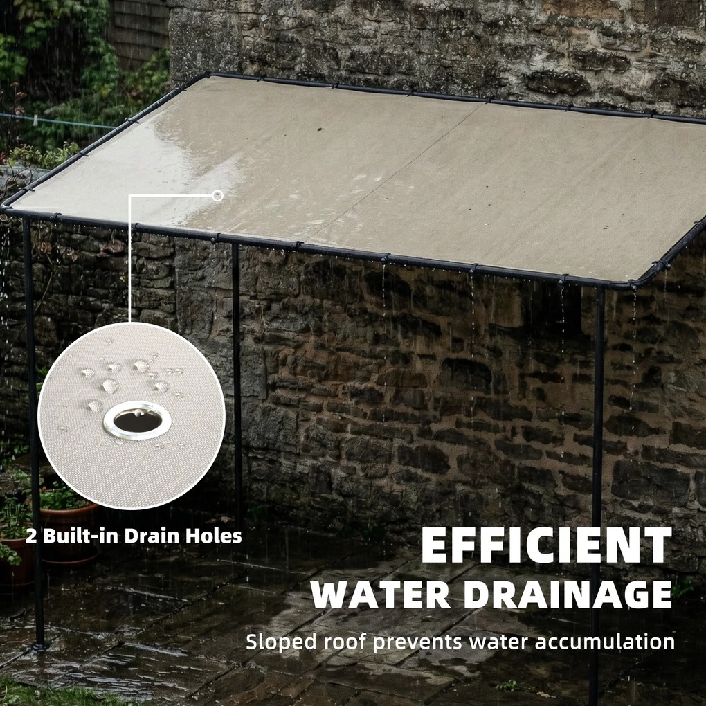 Outsunny Przyścienna Pergola z Metalową Ramą i Zadaszeniem, Odporna na Warunki Pogodowe, 3 x 1,8 x 2,3 m, Kremowa | Aosom PL