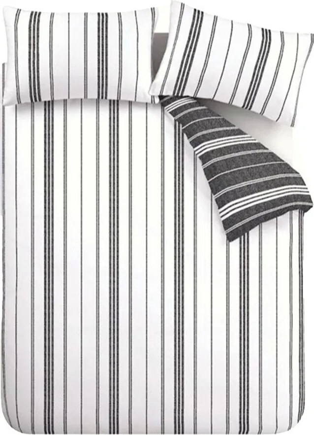 Czarno-biała pościel dwuosobowa 3-częściowa 200x200 cm Harbour Stripe – Catherine Lansfield