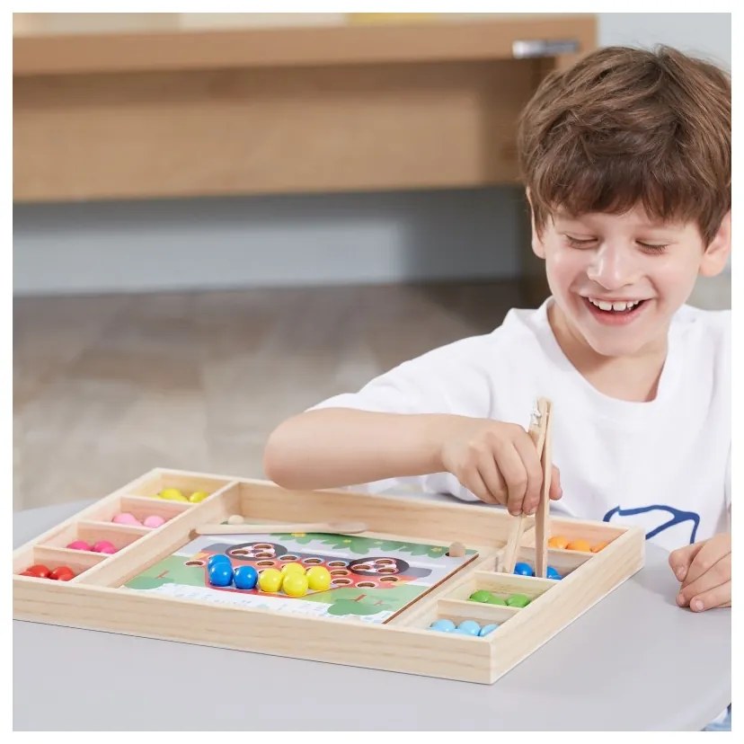 Viga drewniana gra kulki złap i dopasuj układanka montessori