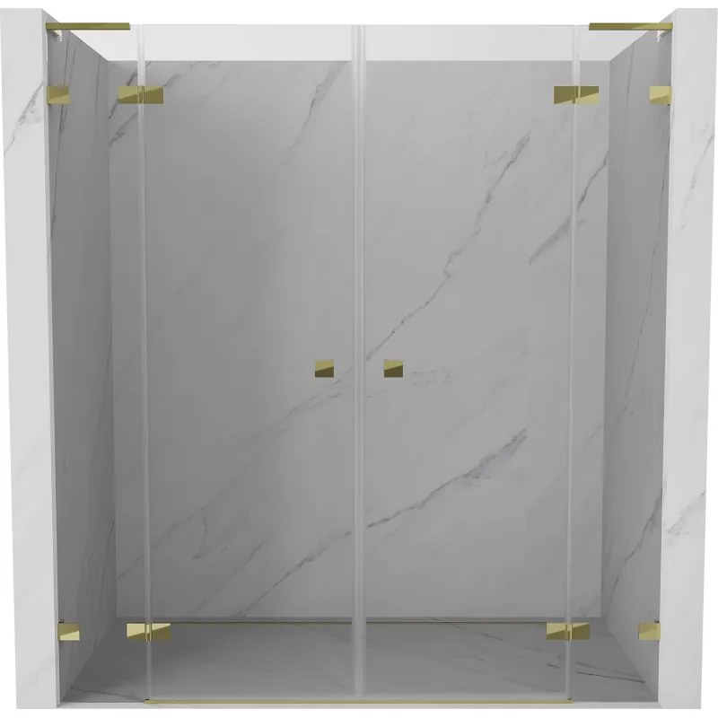 Mexen Lunar L Duo drzwi prysznicowe uchylne 170 cm, transparent, złote - 834DL-170-000-50-00