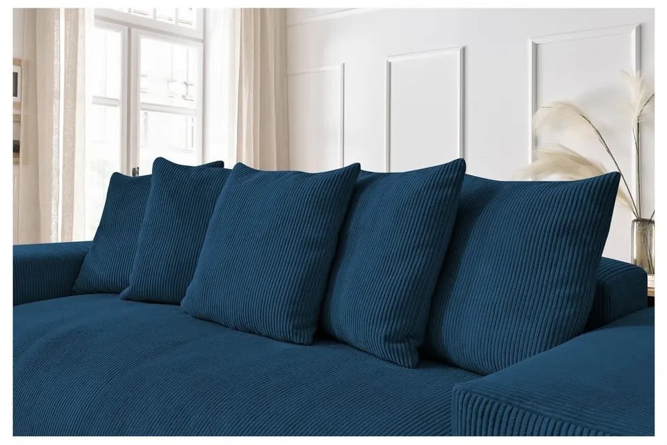 Ciemnoniebieska sztruksowa sofa 280 cm Voltaire – Bobochic Paris