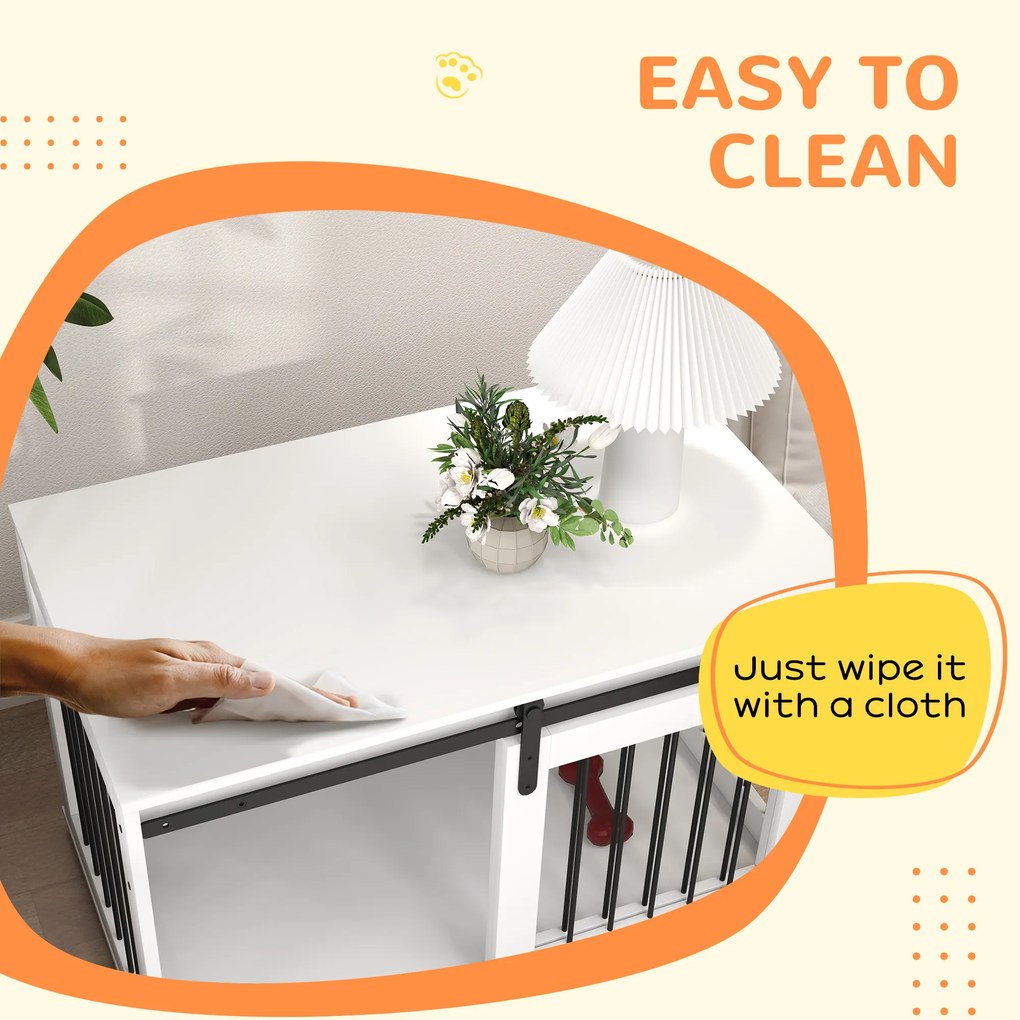 PawHut Boks dla psa z drzwiami przesuwnymi, wentylacją, płyta wiórowa i stal, 98 x 58 x 61 cm, Orzech