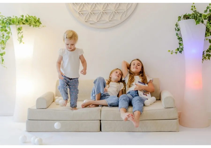 Slimcord sztruksowa sofa dziecięca, beżowa - meowbaby®