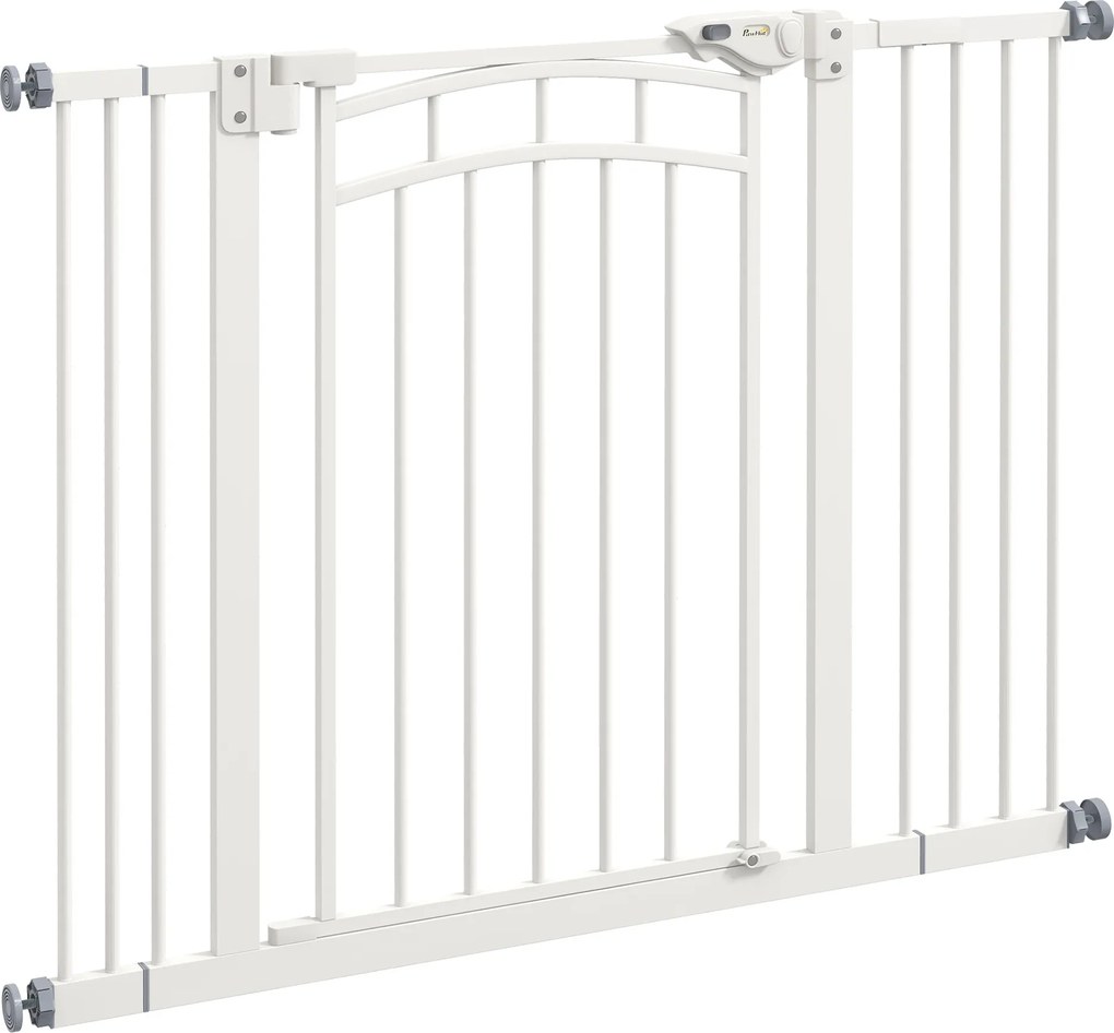 PawHut Bramka schodowa dla psów, z automatycznym zamykaniem, jednoręczne otwieranie, 100 cm x 4 cm x 76 cm, Biały