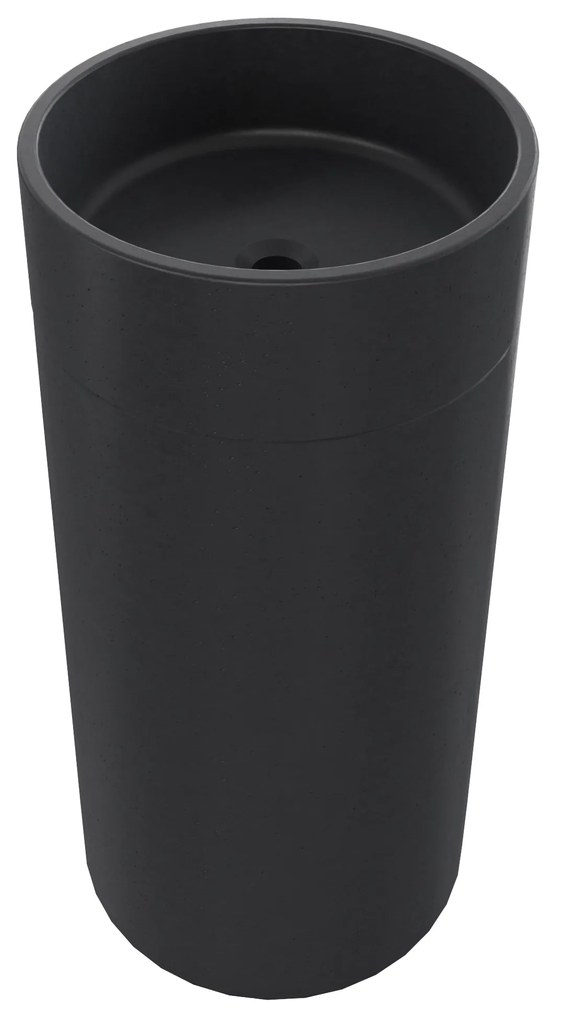 Umywalka betonowa wolostojąca bez otworu na baterię DELIS | Różne kolory : Kolor - Czarny, Podłączenie syfonu - Do podłogi