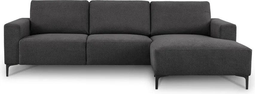 Antracytowy narożnik z tkaniny szenilowej (prawostronny/z szezlongiem) Fabian – Scandic