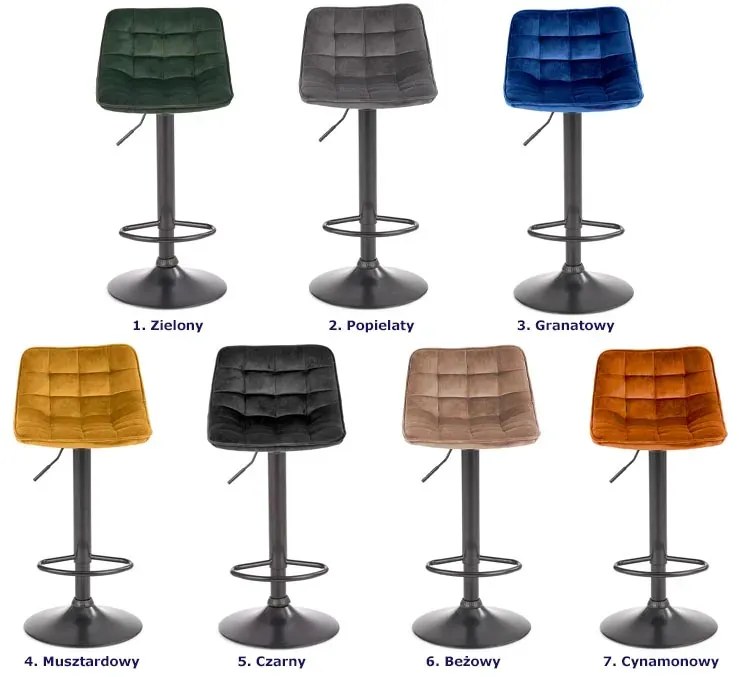 Musztardowe krzesło barowe z oparciem D1-H70