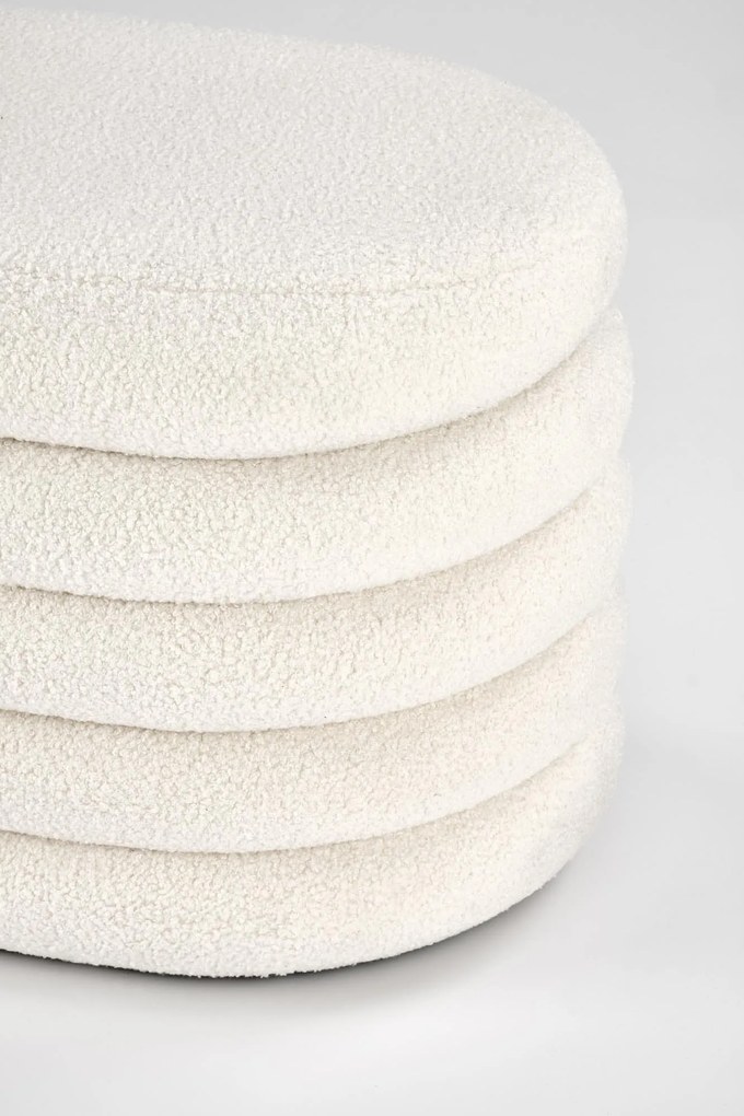 AURORA ławka, pufa z funkcją pojemnika, kremowy, boucle, nowoczesna, schowek