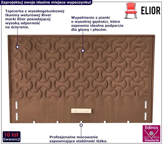 Beżowe welurowe wezgłowie do łóżka B7-D54
