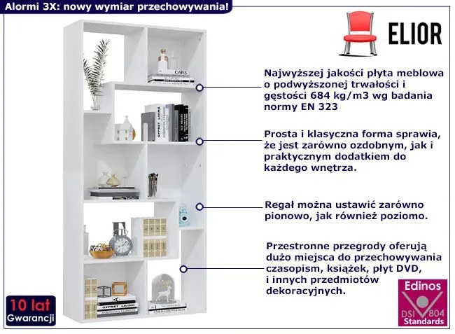 Skandynawski Regał Biały Z Półkami E9-C55