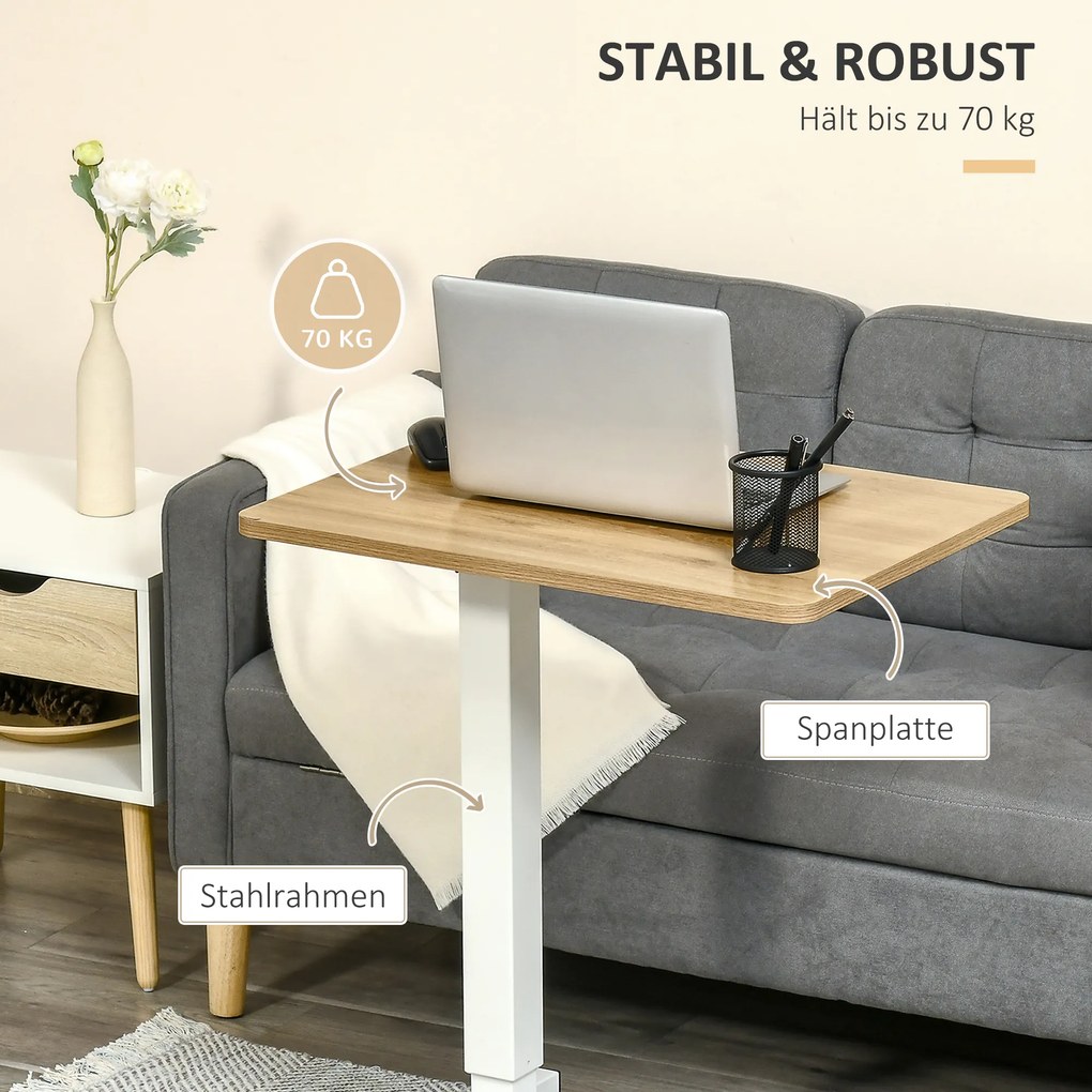 Stolik na laptopa HOMCOM z podnośnikiem gazowym, regulowana wysokość w kształcie litery C, ruchomy
