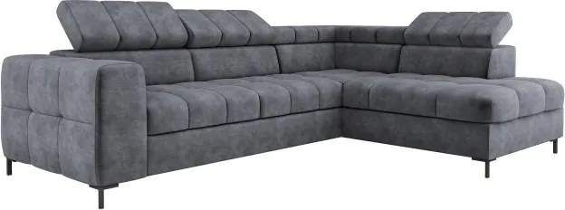 Narożnik PABLOS układ L strona Prawa w tkaninie CLOUD 91 regulowane zagłówki z funkcją spania