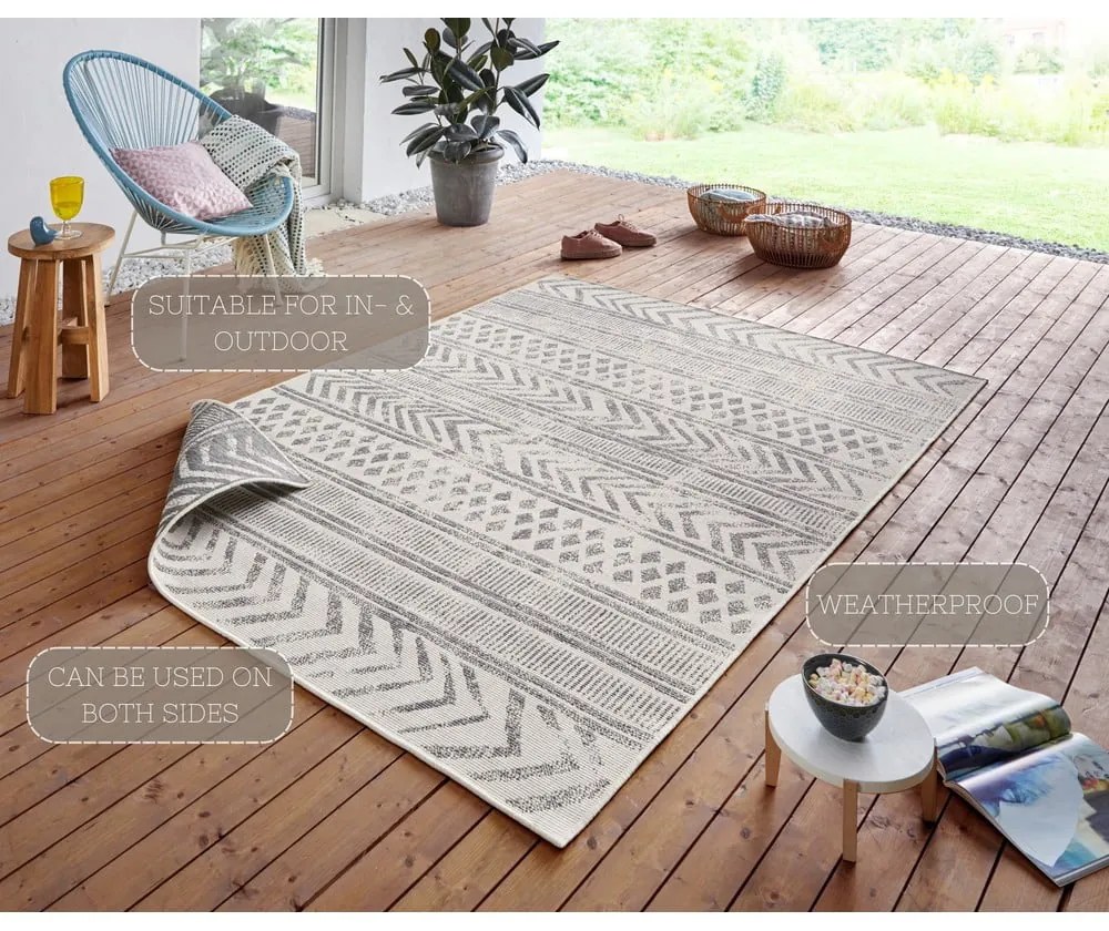 Szaro-kremowy dywan odpowiedni na zewnątrz NORTHRUGS Biri, 80x150 cm