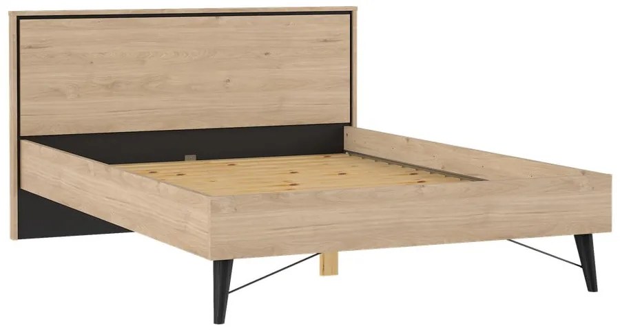Łóżko dwuosobowe w dekorze dębu ze stelażem 140x200 cm w naturalnym kolorze Ry – Tvilum
