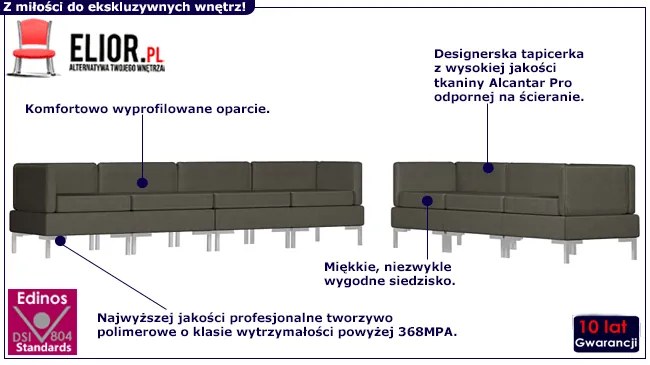 Nowoczesny 7-osobowy zestaw wypoczynkowy Marsala 3X - Taupe