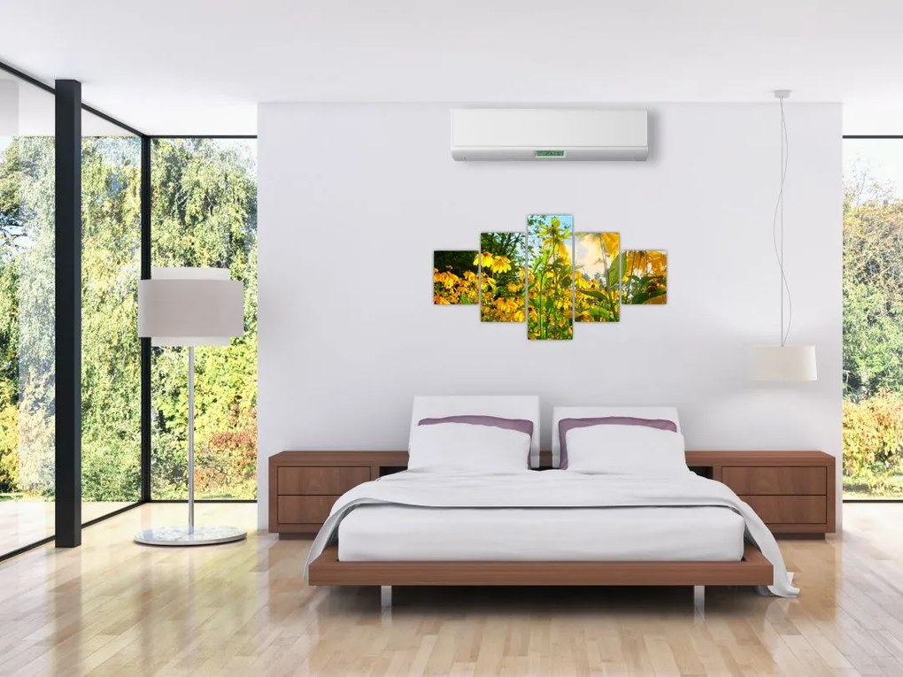 Obraz żółtych kwiatów (125x70 cm)