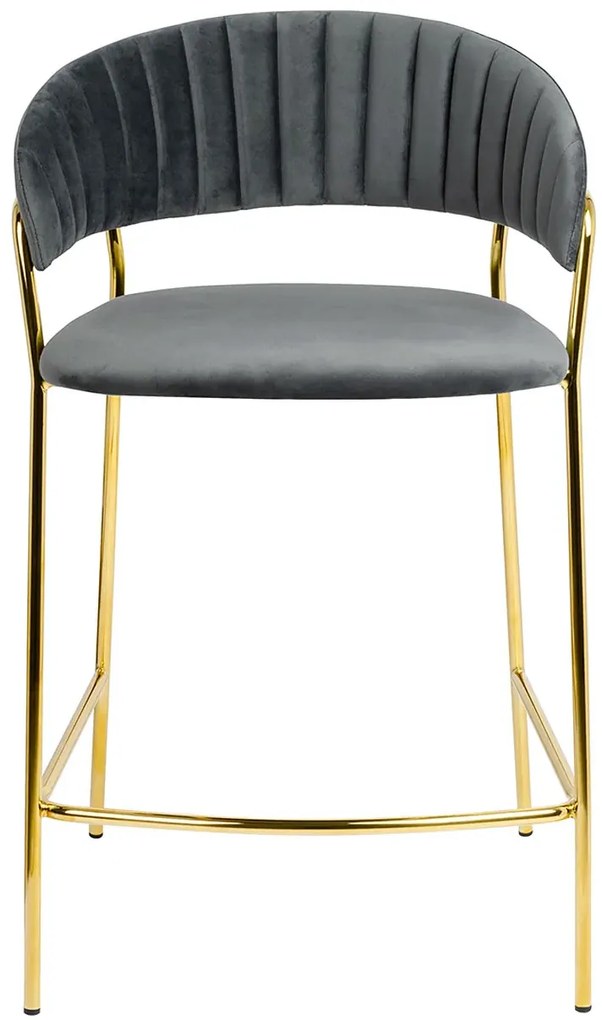 Szary tapicerowany hoker welurowy glamour S7-S86
