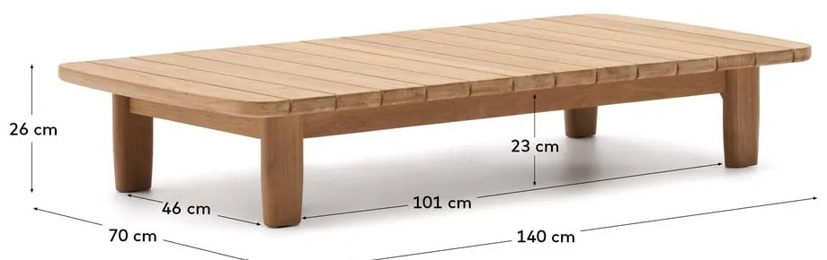 Stolik ogrodowy z litego drewna tekowego 70x140 cm Tirant – Kave Home