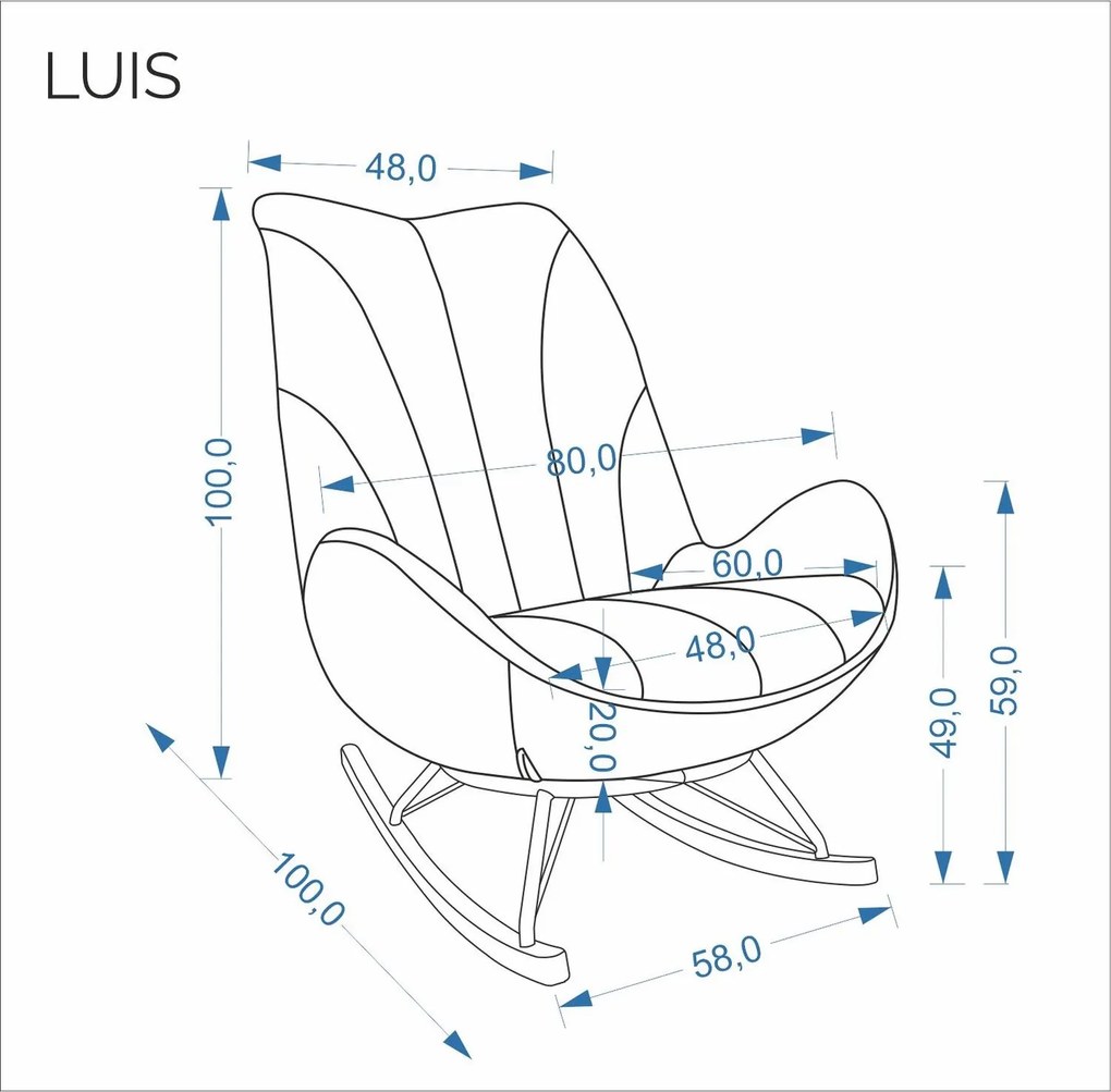 Tapicerowany fotel bujany Luis Halmar