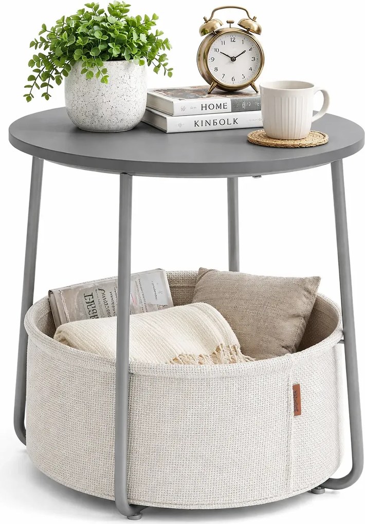 Szary skandynawski stolik kawowy z koszem S9-A01