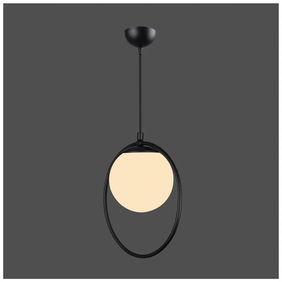 Czarna metalowa lampa wisząca z szklanym kloszem ø 15 cm Ates – Squid Lighting