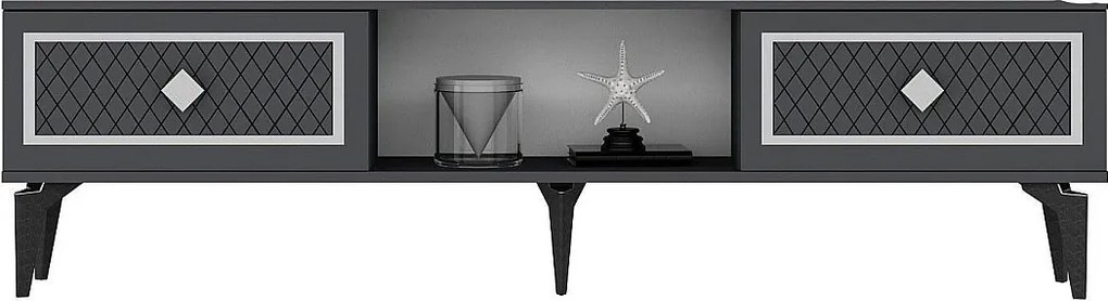 Stojak pod TV – 150 cm – Antracyt i srebro – Płyta wiórowa