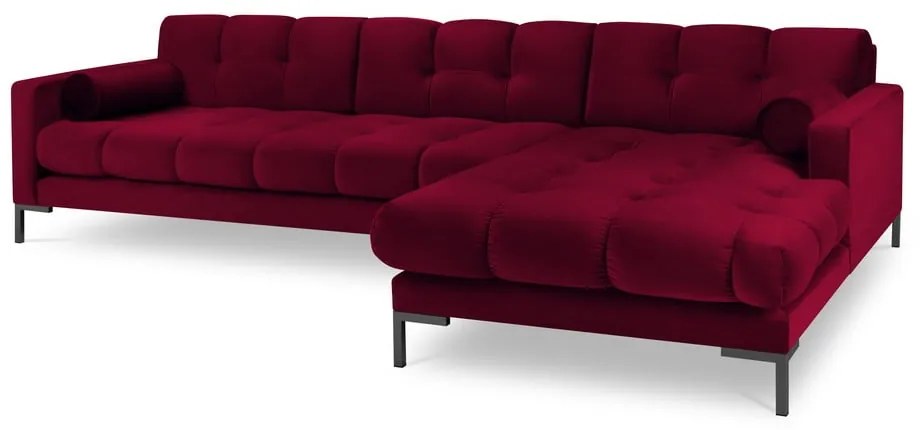 Czerwony aksamitny narożnik Cosmopolitan Design Bali, prawostronny