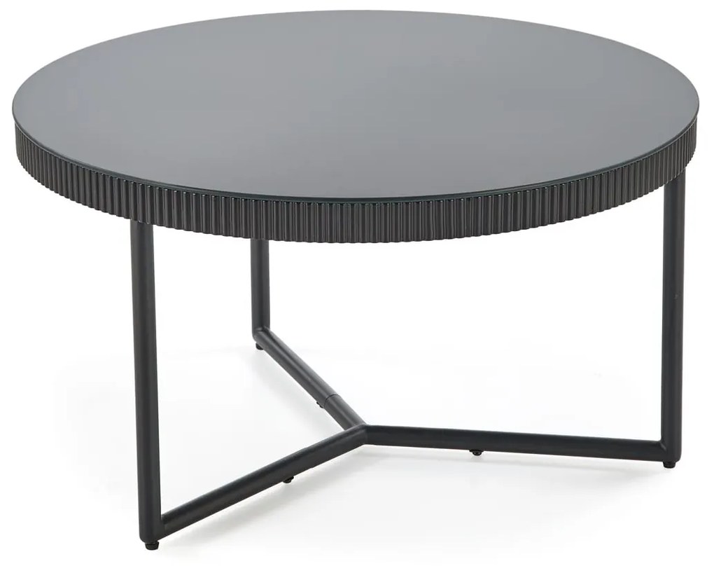 Okrągła czarna ława z połyskiem 80/45 cm szkło/MDF/stal COSMO ława, czarny