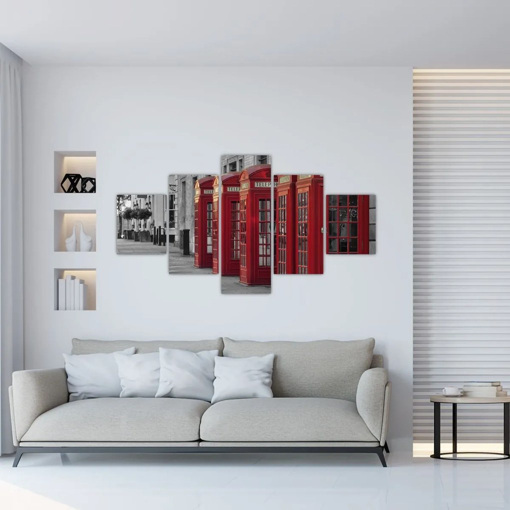 Obraz - Budki telefoniczne w Londynie (125x70 cm)