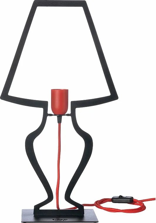 Duża lampa stołowa Silhouette 30x54 cm ze stylizowanego żelaza Nowoczesny, oniryczny design Gniazdo E27 Wyprodukowano we Włoszech Czarny