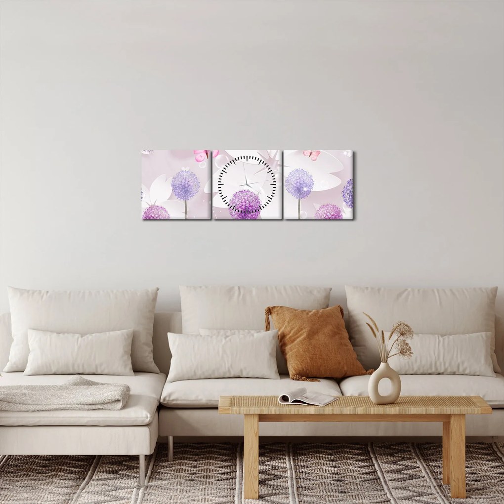 Obraz - Na rzece kwiatów (z zegarem) (90x30 cm)