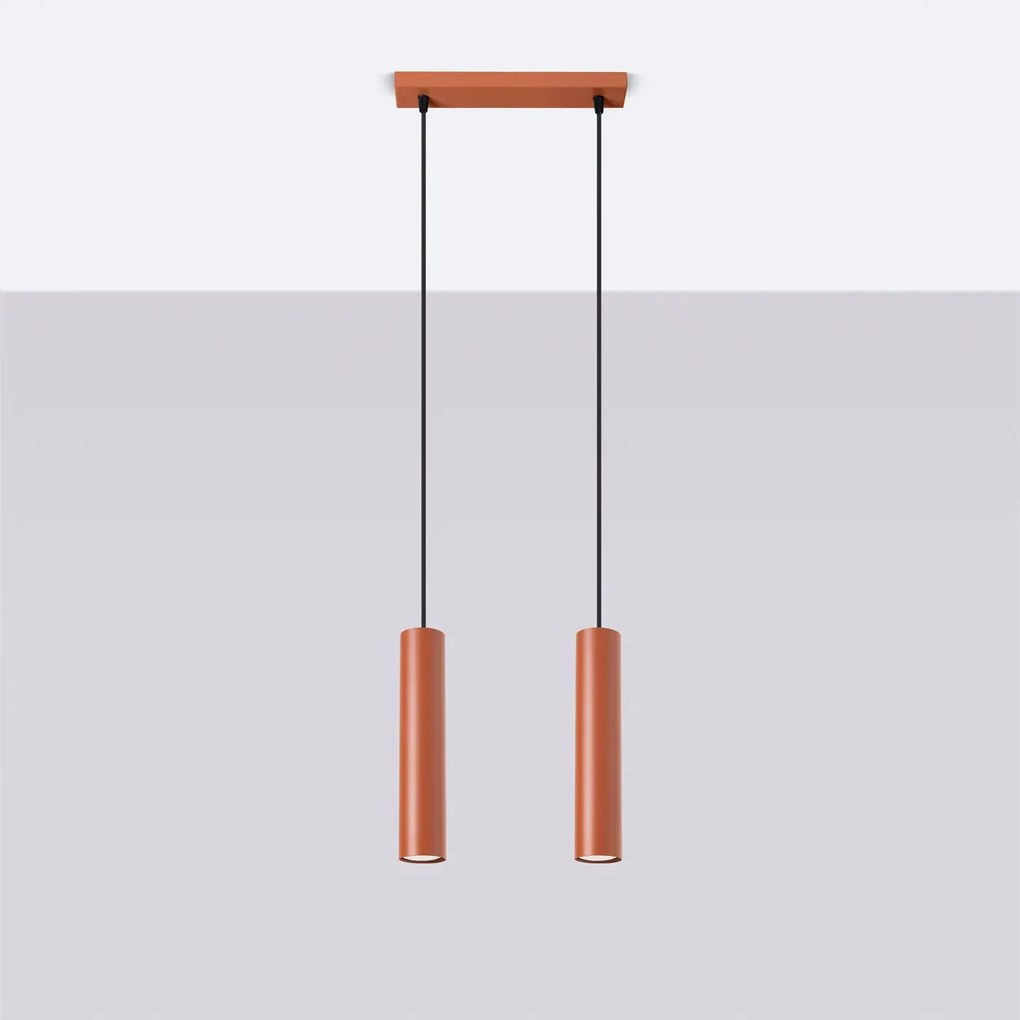 Lampa wisząca LAGOS 2 ochra czerwona SOLLUX LIGHTING