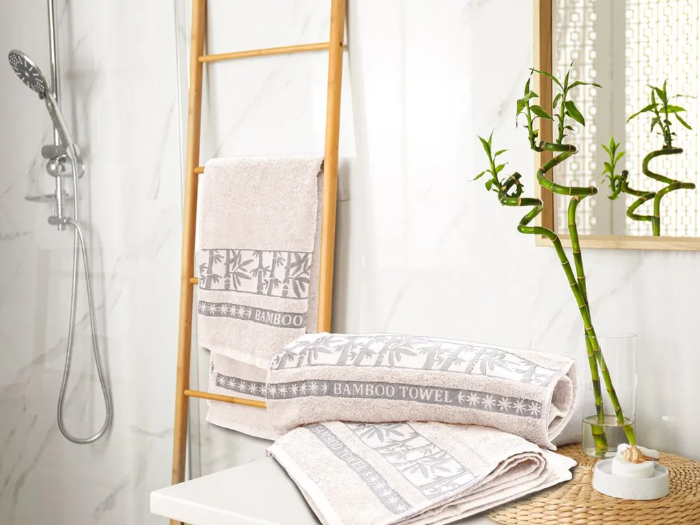 Bambusowy ręcznik BAMBOO 50x90 cm kremowy, 70% włókno bambusowe | 30% bawełna
