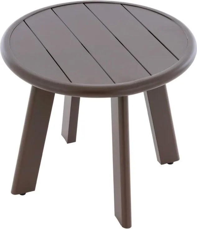 Okrągły aluminiowy stolik, ciemnobrązowy