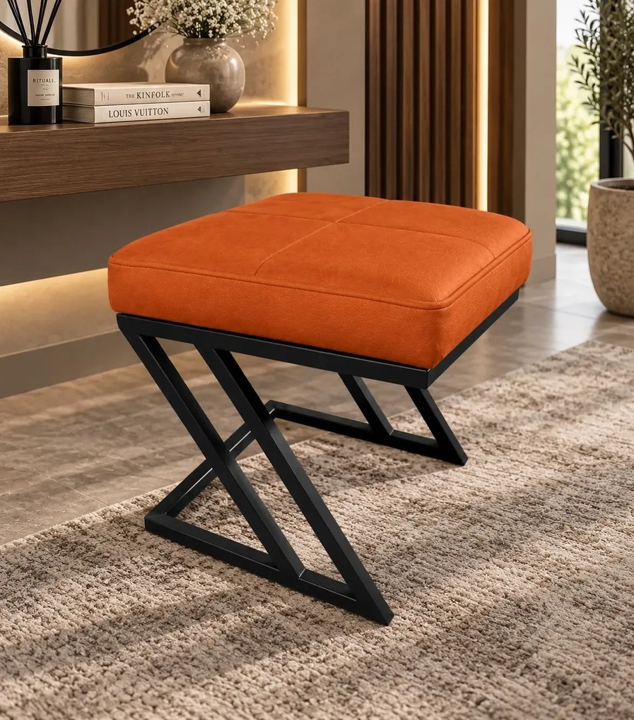 Pufa ZETA LOFT ławka taboret podnóżek metal eko-skóra D20