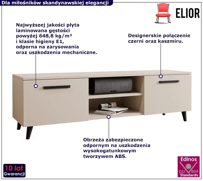 Nowoczesna szafka pod telewizor w kolorze kaszmir - Nivegi 2S