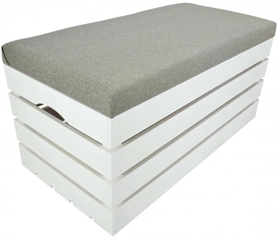 Pufa kufer skrzynia drewniana sosnowa siedzisko 80cm malowana biała