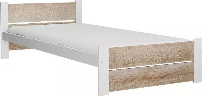 Łóżko IKAROS DOUBLE 80 x 200 cm, białe/dąb sonoma Materac: Materac Coco Maxi 20 cm