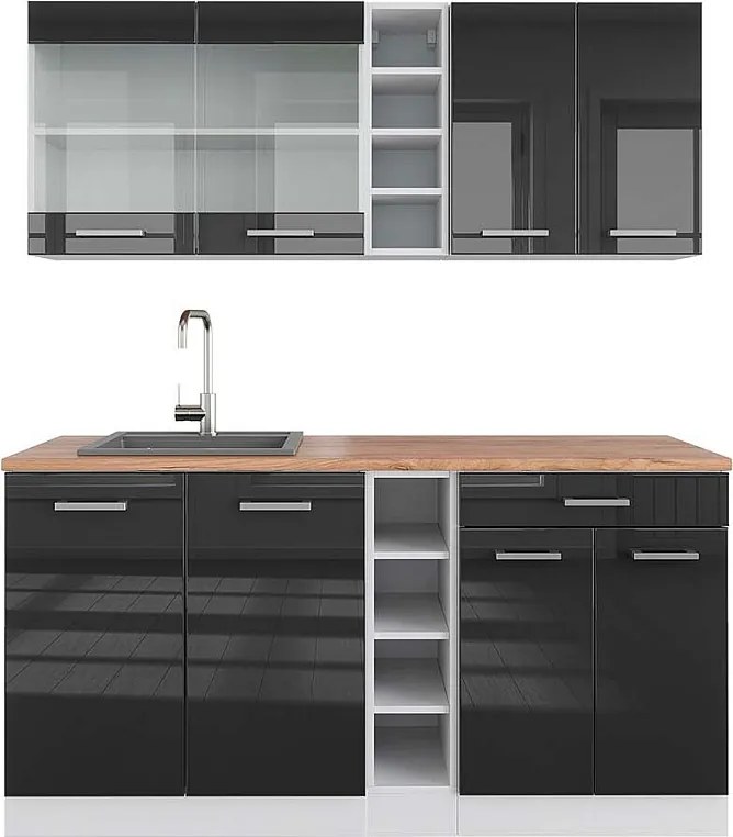 Pojedyncza kuchnia antracytowy wysoki połysk/biały 160x60x81.6 r-line