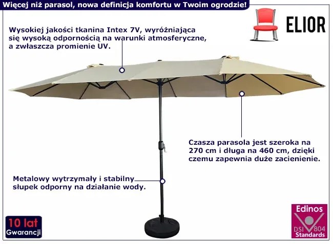 Potrójny beżowy parasol do ogrodu Cabana