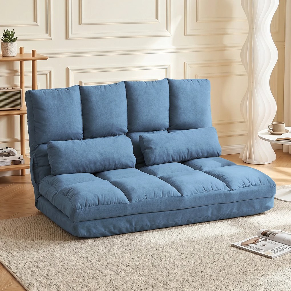 HOMCOM Wygodna Sofa Podłogowa Składana - Regulowane Oparcie, Niebieska, 102x73x60cm - Relaks w Salonie