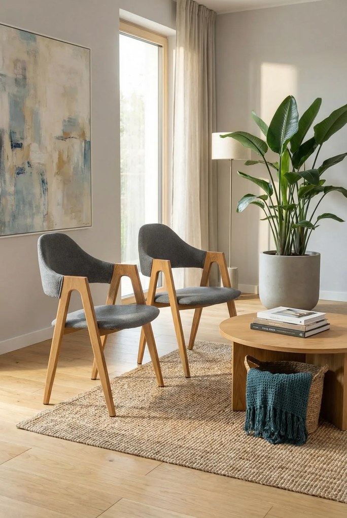 Szare tapicerowane krzesło nieobrotowe do biurka A5-E66